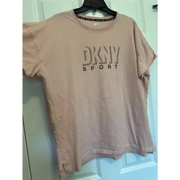 DKNY Sport Blush Pink Logo T Shirt Womens Size XL - Picture 2 of 7